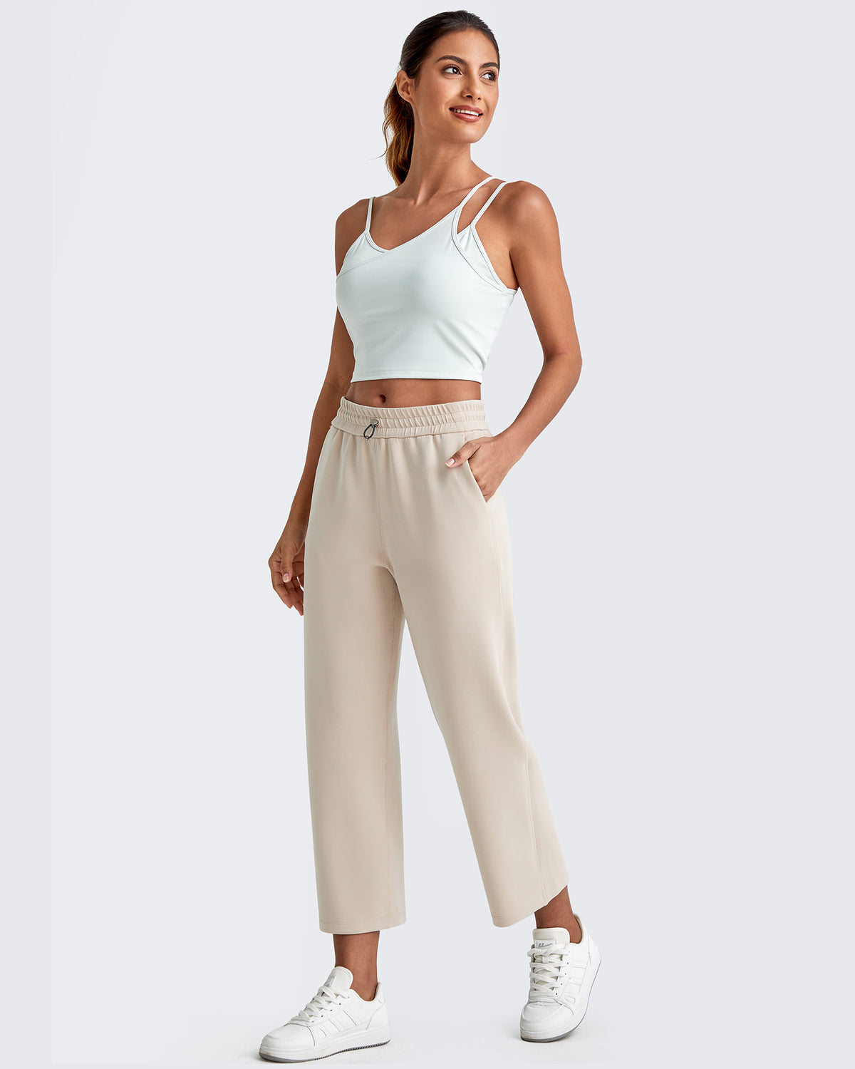 G4Free - Smoofit High Waist Wide Leg Capris Pants 19'' -GF25J293AA-S