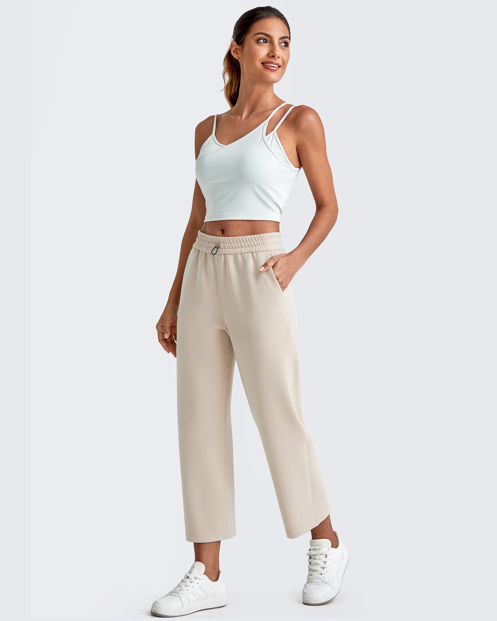 G4Free - Smoofit High Waist Wide Leg Capris Pants 19'' -GF25J293AA-S