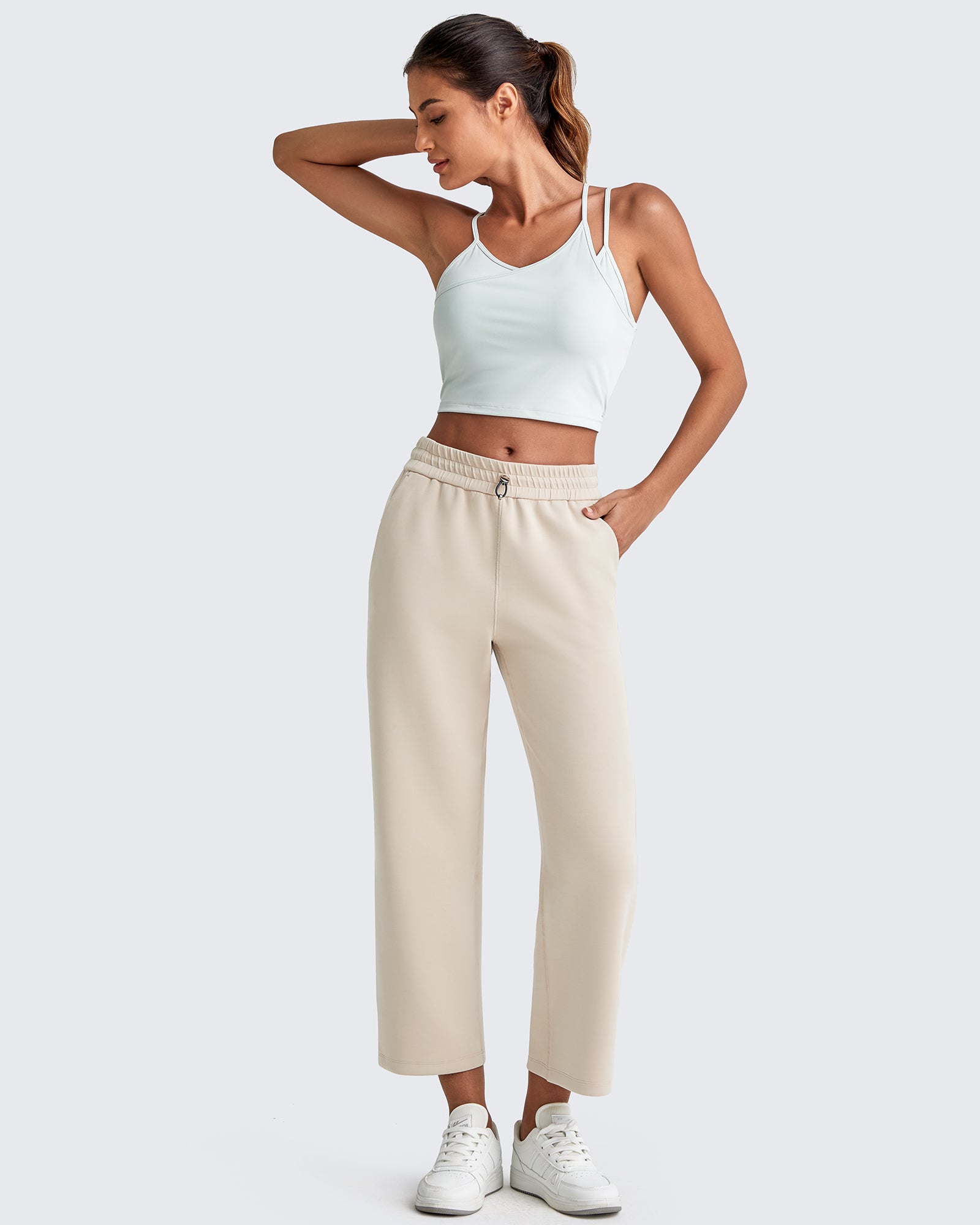 G4Free - Smoofit High Waist Wide Leg Capris Pants 19'' -GF25J293EA-S