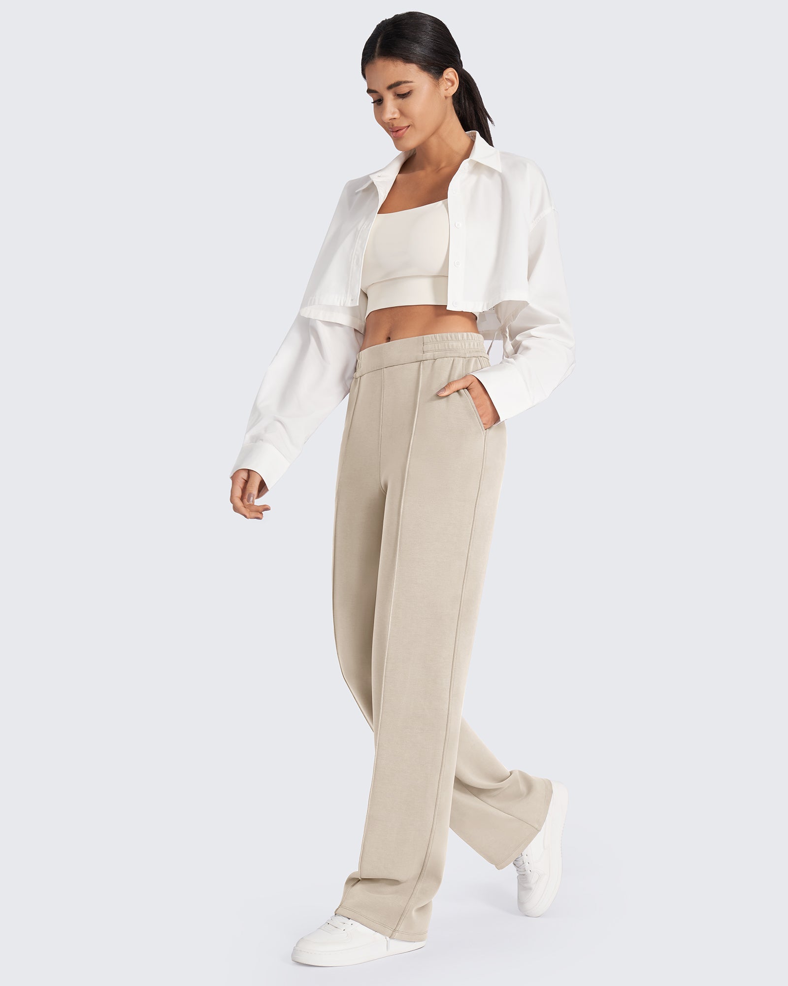 G4Free - Smoofit Loose High-Rise Elastic Dressy Pants Petite -GF24J286GF-XS