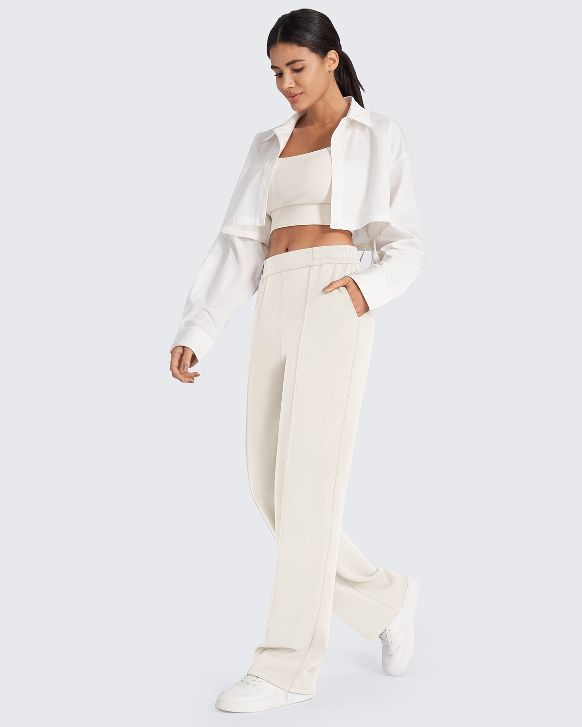 G4Free - Smoofit Loose High-Rise Elastic Dressy Pants Petite -GF24J286KF-XS