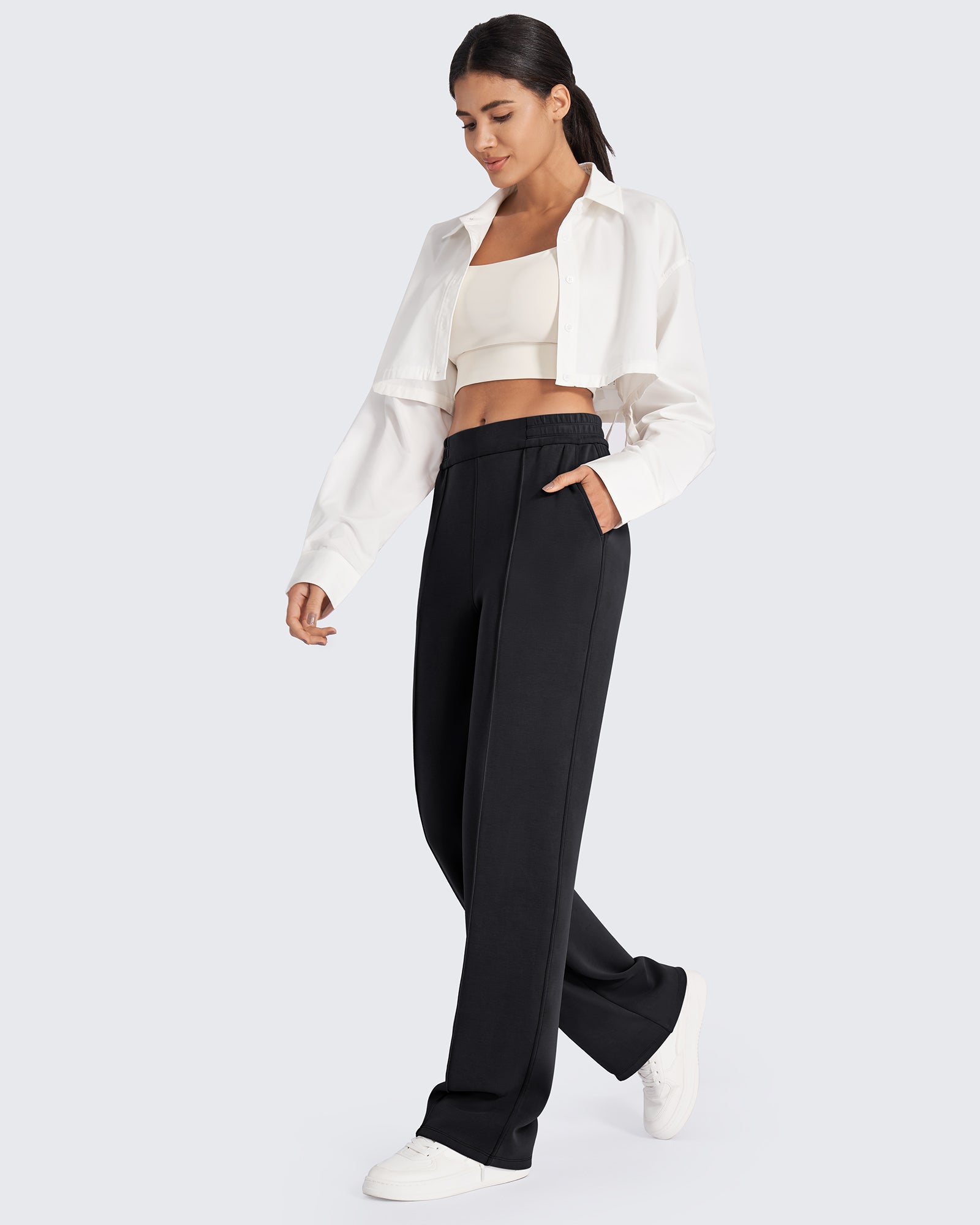 G4Free - Smoofit Loose High-Rise Elastic Dressy Pants Short -GF25J470AH-XXS