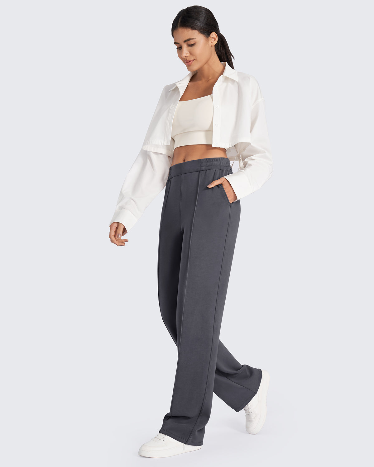 G4Free - Smoofit Loose High-Rise Elastic Dressy Pants Short -GF25J470AH-XXS
