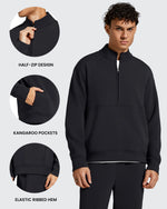 G4Free - Smoofit Men's Fleece Half Zip Pockets Mock Neck Sweatshirts -GF25FM728AA-S