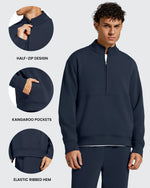 G4Free - Smoofit Men's Fleece Half Zip Pockets Mock Neck Sweatshirts -GF25FM728AA-S
