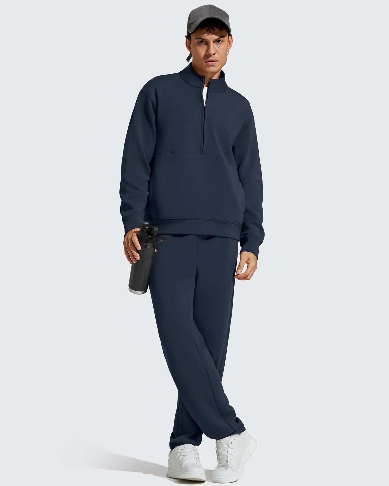 G4Free - Smoofit Men's Fleece Half Zip Pockets Mock Neck Sweatshirts -GF25FM728AA-S