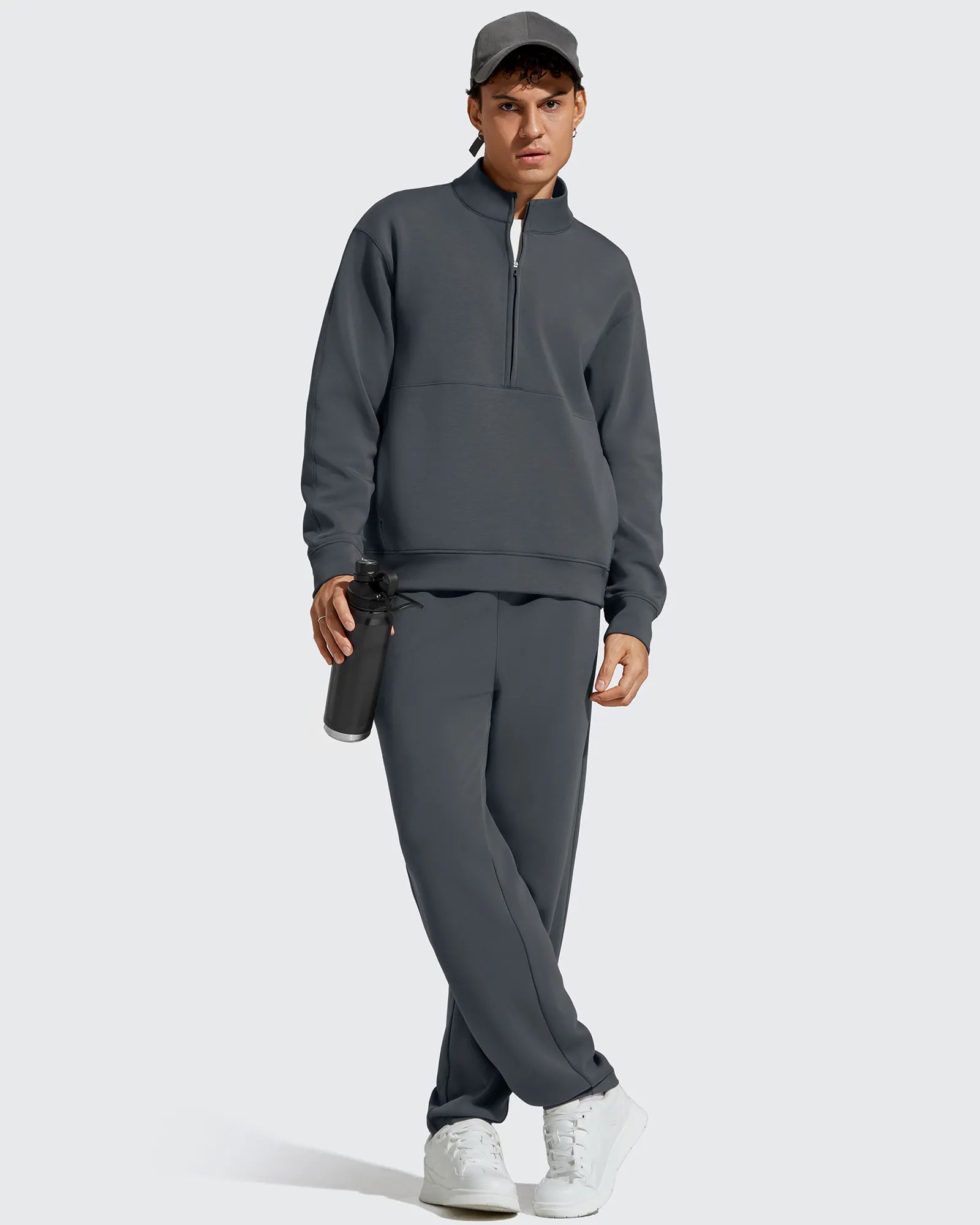 G4Free - Smoofit Men's Fleece Half Zip Pockets Mock Neck Sweatshirts -GF25FM728AA-S
