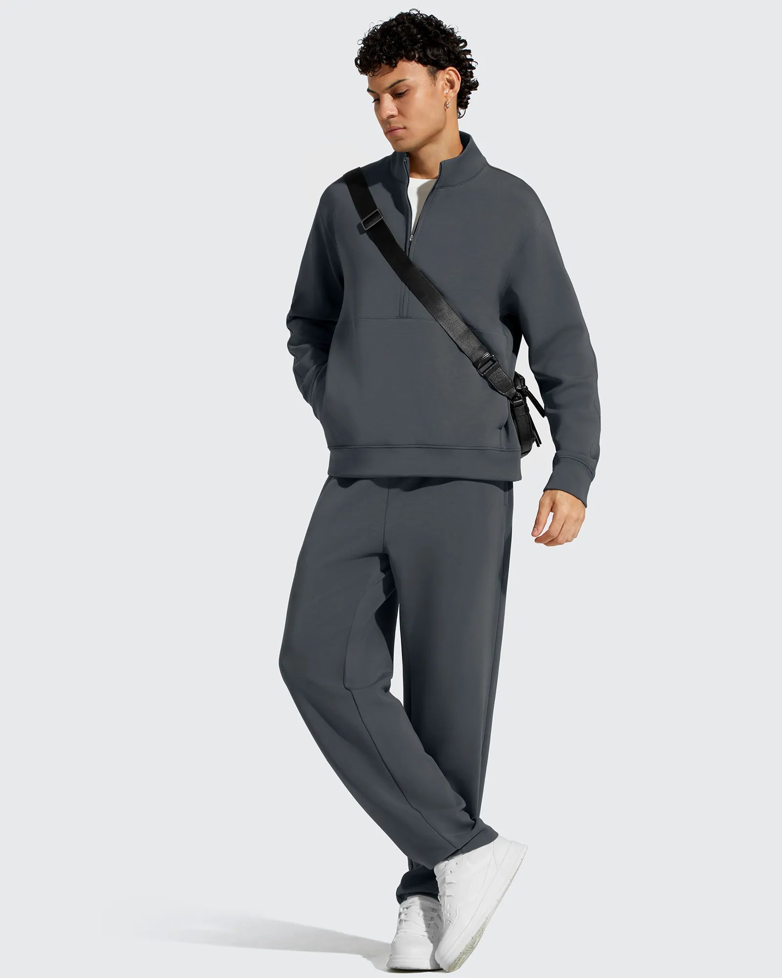 G4Free - Smoofit Men's Fleece Half Zip Pockets Mock Neck Sweatshirts -GF25FM728AA-S