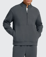 G4Free - Smoofit Men's Fleece Half Zip Pockets Mock Neck Sweatshirts -GF25FM728AA-S