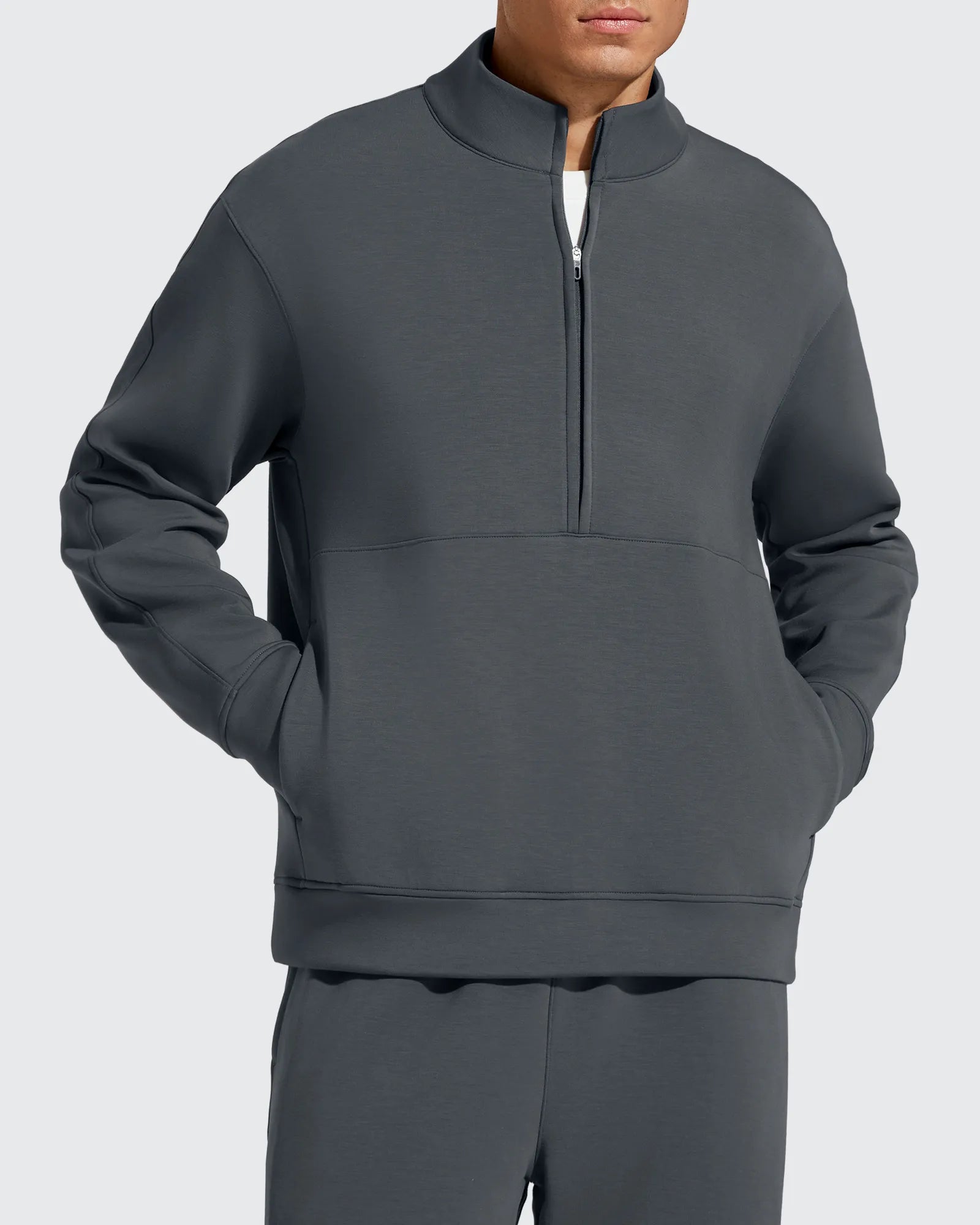 G4Free - Smoofit Men's Fleece Half Zip Pockets Mock Neck Sweatshirts -GF25FM728AA-S