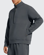 G4Free - Smoofit Men's Fleece Half Zip Pockets Mock Neck Sweatshirts -GF25FM728AA-S