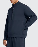 G4Free - Smoofit Men's Fleece Half Zip Pockets Mock Neck Sweatshirts -GF25FM728AA-S