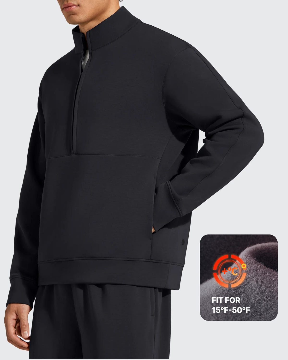 G4Free - Smoofit Men's Fleece Half Zip Pockets Mock Neck Sweatshirts -GF25FM728AA-S