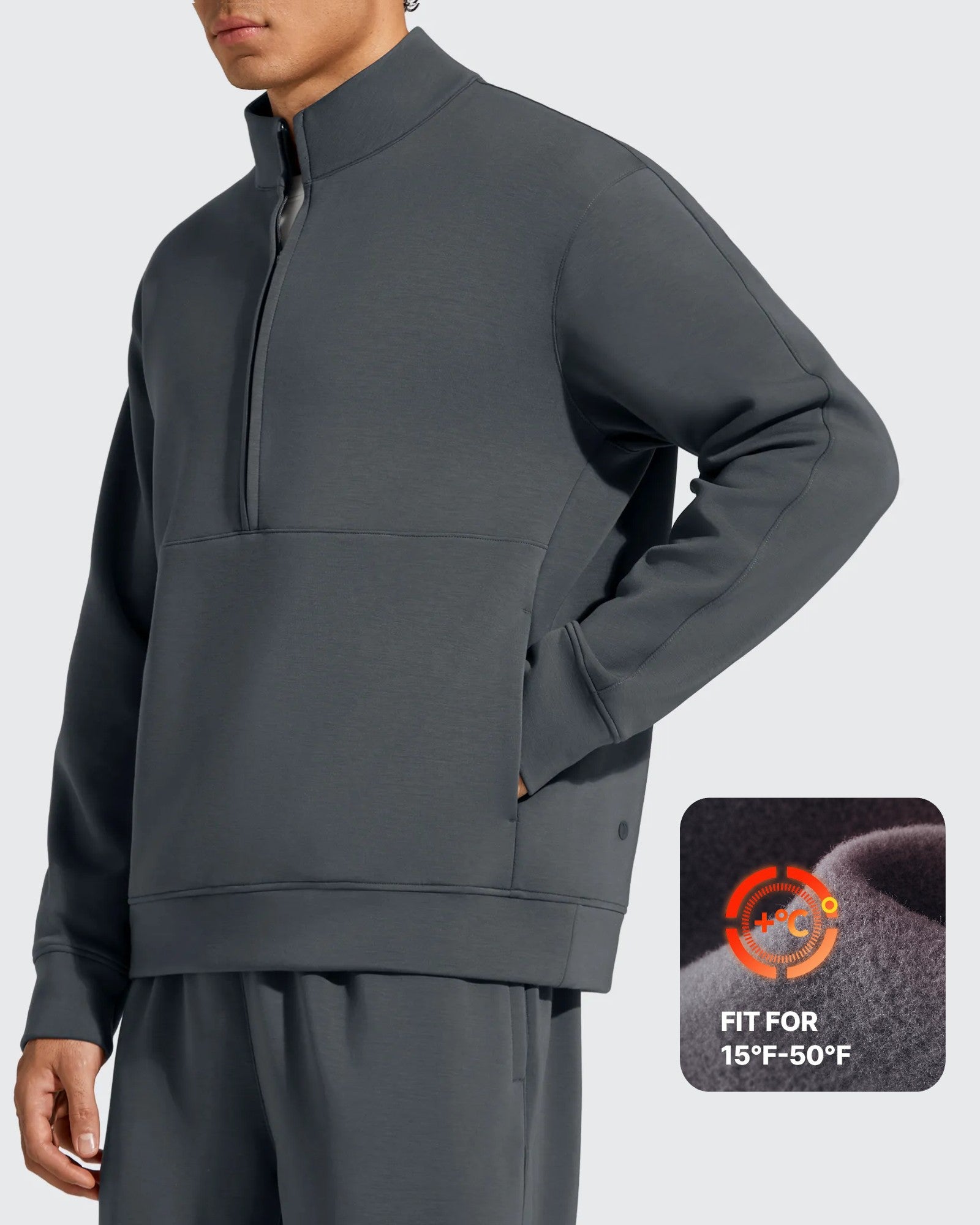G4Free - Smoofit Men's Fleece Half Zip Pockets Mock Neck Sweatshirts -GF25FM728BA-S