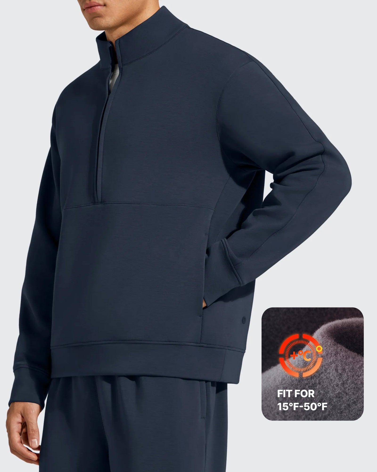 G4Free - Smoofit Men's Fleece Half Zip Pockets Mock Neck Sweatshirts -GF25FM728CA-S