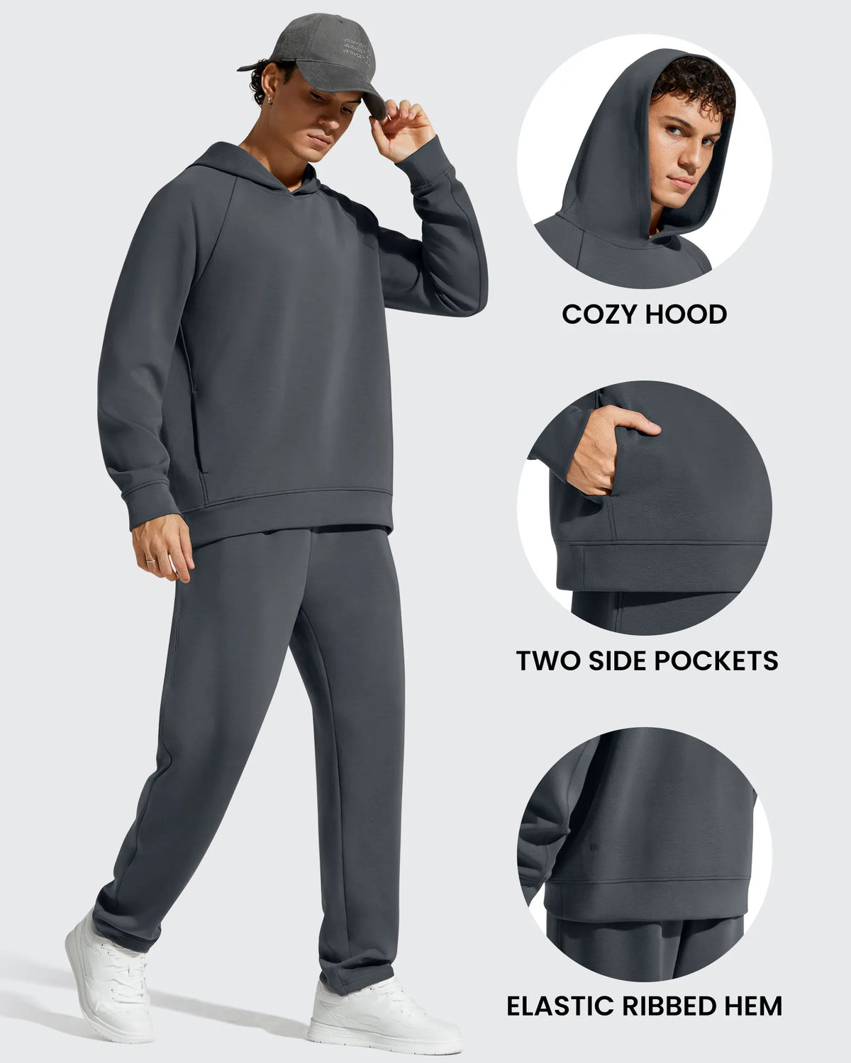 G4Free - Smoofit Men's Fleece-Lined Pockets Hoodies Pullover Sweatshirts -GF25FM729BA-S