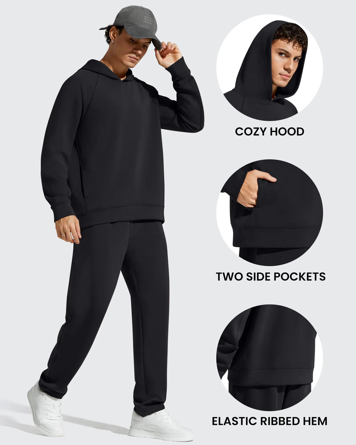 G4Free - Smoofit Men's Fleece-Lined Pockets Hoodies Pullover Sweatshirts -GF25FM729BA-S