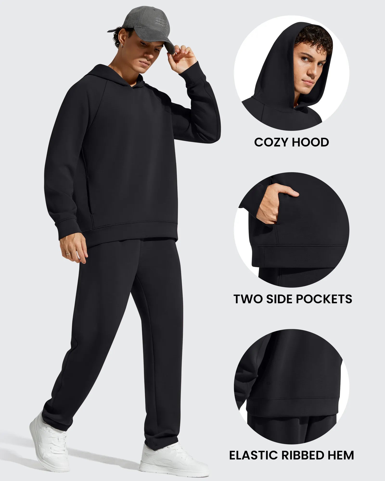 G4Free - Smoofit Men's Fleece-Lined Pockets Hoodies Pullover Sweatshirts -GF25FM729BA-S
