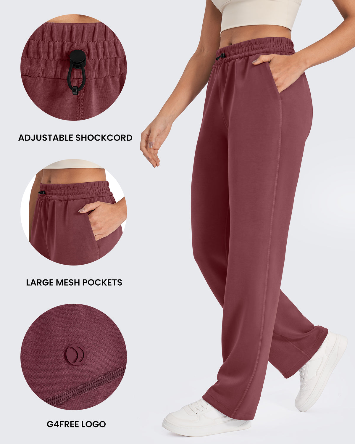G4Free - Smoofit Mid-Waist Wide Leg Sweatpants Petite -GF24J235AA-S