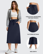 G4Free - Smoofit Midi Drawstring A-line Maxi Long Skirt -GF25S706A001A-S