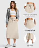 G4Free - Smoofit Midi Drawstring A-line Maxi Long Skirt -GF25S706A001A-S