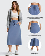 G4Free - Smoofit Midi Drawstring A-line Maxi Long Skirt -GF25S706A001A-S