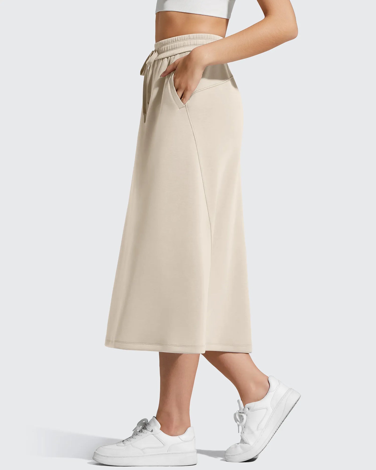 G4Free - Smoofit Midi Drawstring A-line Maxi Long Skirt -GF25S706A001A-S