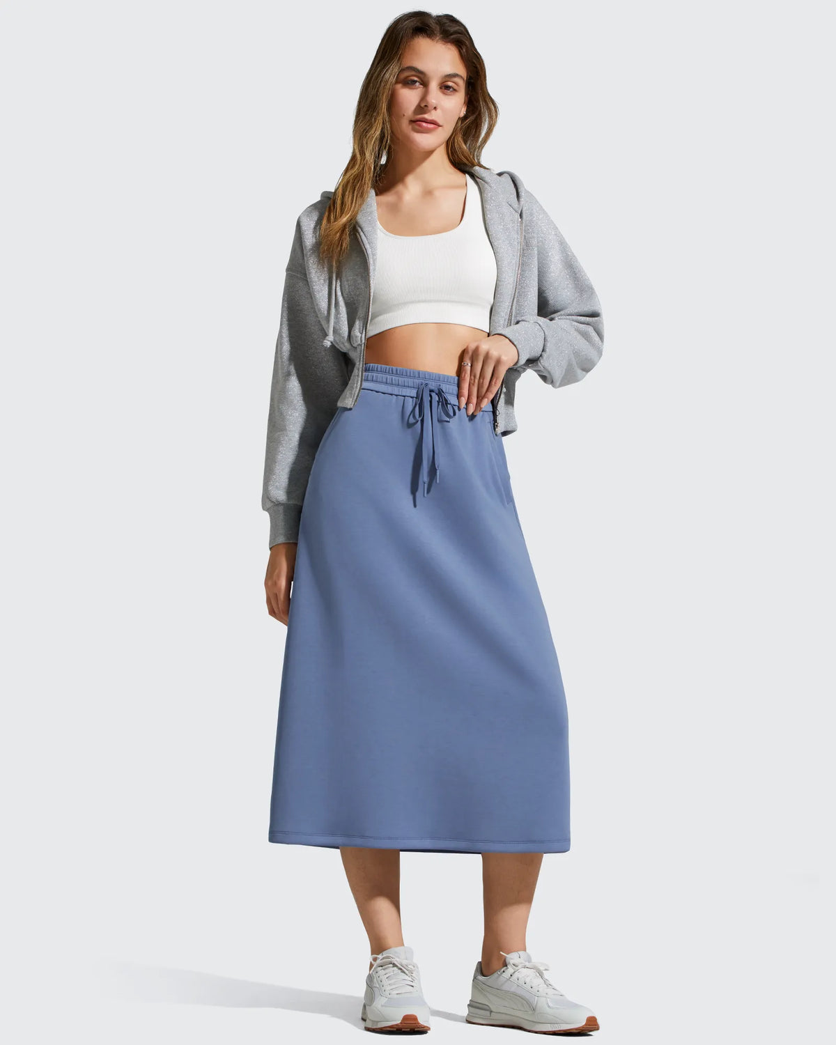 G4Free - Smoofit Midi Drawstring A-line Maxi Long Skirt -GF25S706A001A-S