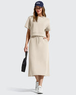 G4Free - Smoofit Midi Drawstring A-line Maxi Long Skirt -GF25S706A001A-S