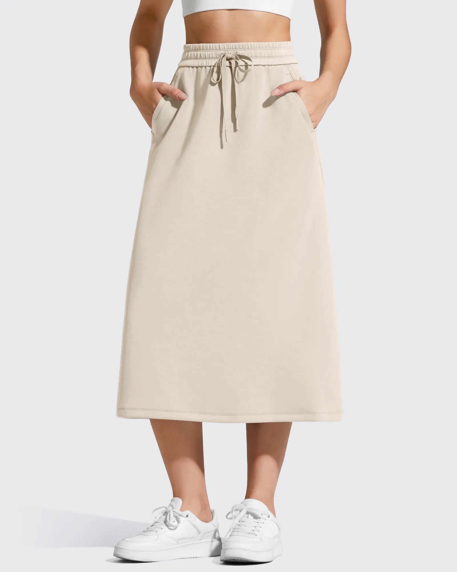 G4Free - Smoofit Midi Drawstring A-line Maxi Long Skirt -GF25S706A001A-S