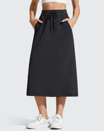 G4Free - Smoofit Midi Drawstring A-line Maxi Long Skirt -GF25S706A001A-S