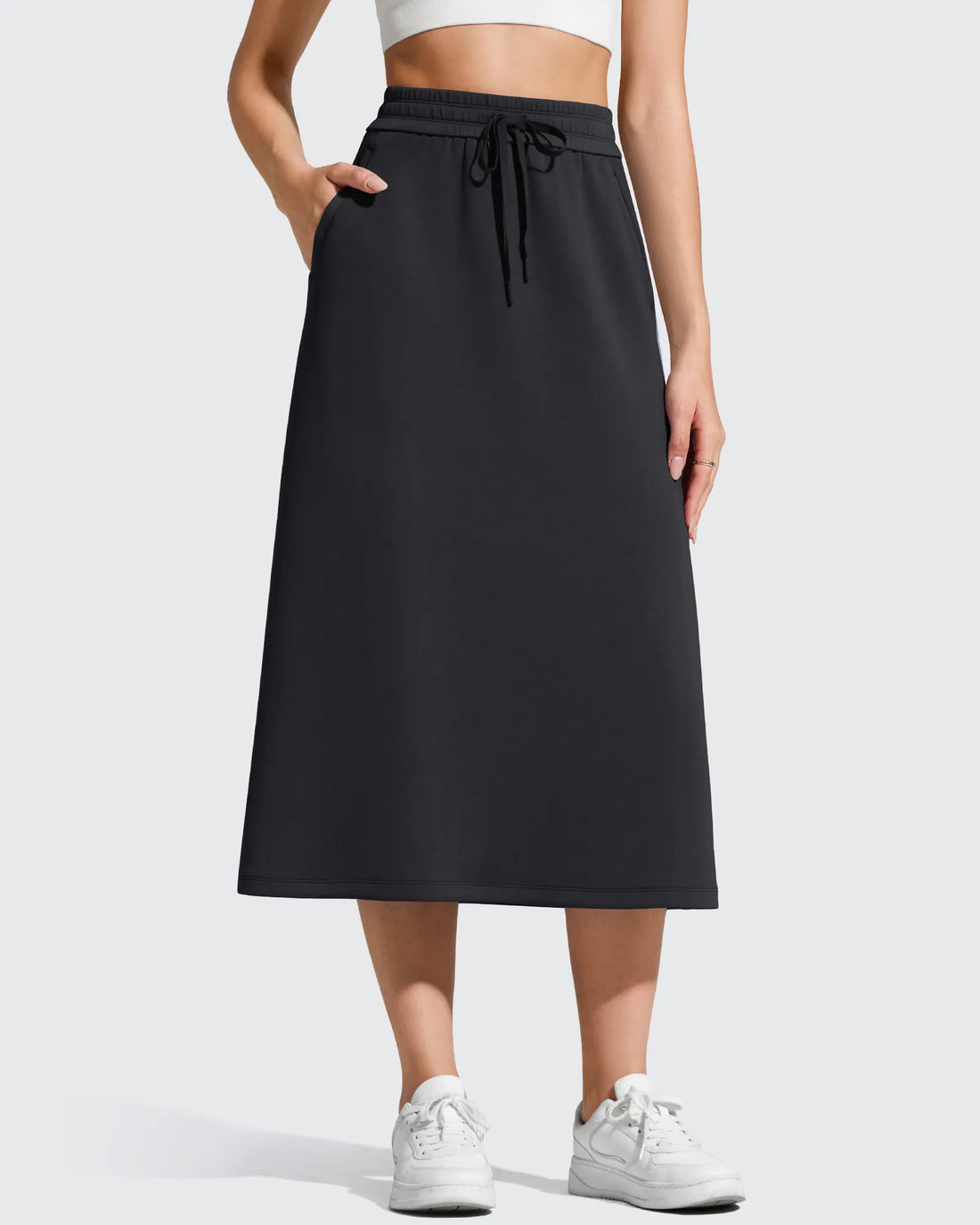 G4Free - Smoofit Midi Drawstring A-line Maxi Long Skirt -GF25S706A001A-S