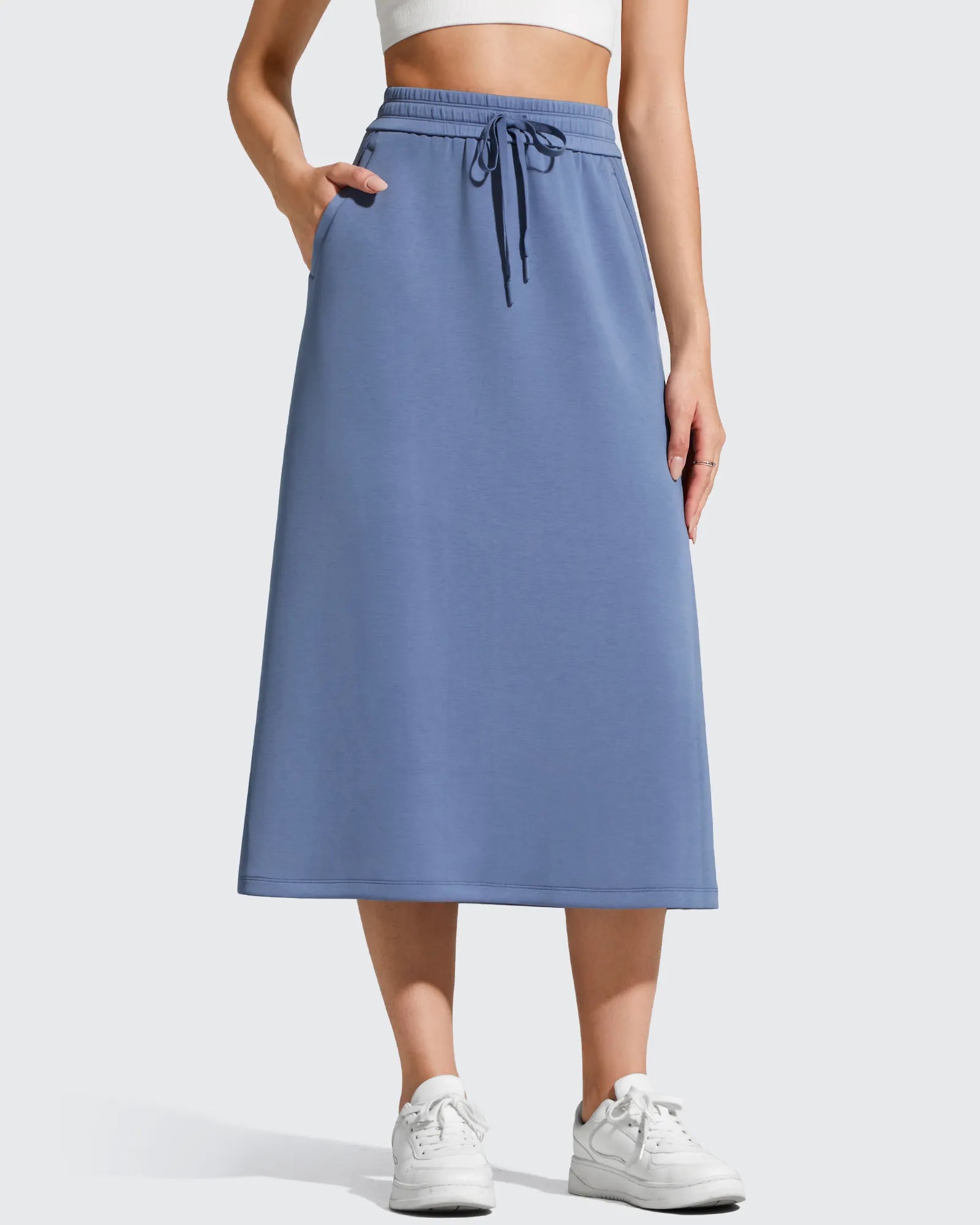 G4Free - Smoofit Midi Drawstring A-line Maxi Long Skirt -GF25S706A001A-S