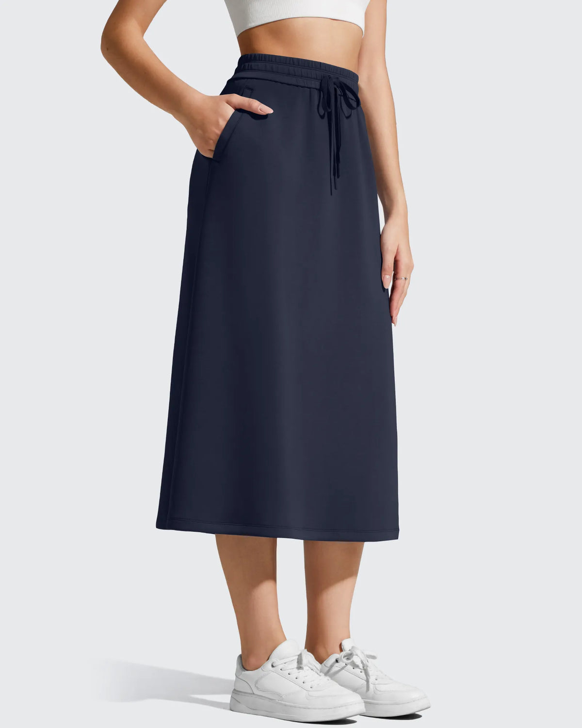 G4Free - Smoofit Midi Drawstring A-line Maxi Long Skirt -GF25S706A001A-S