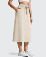 G4Free - Smoofit Midi Drawstring A-line Maxi Long Skirt -GF25S706A001A-S