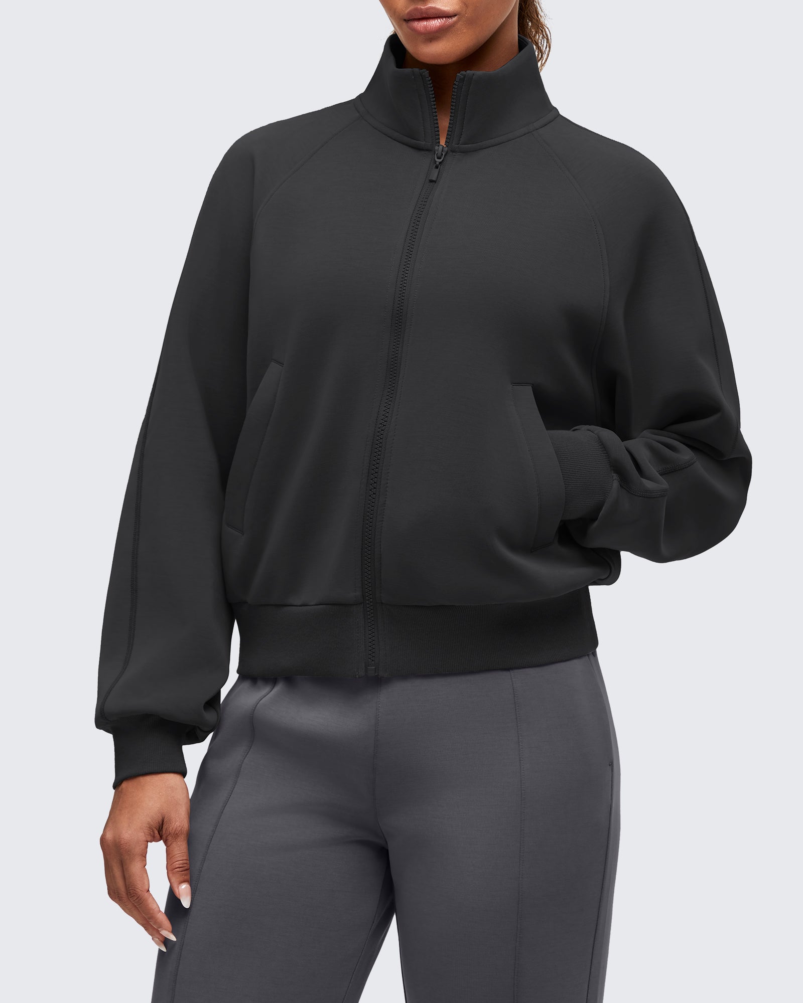 G4Free - Smoofit Mock Neck Zip Up Pockets Jackets -GF25M528EA-S