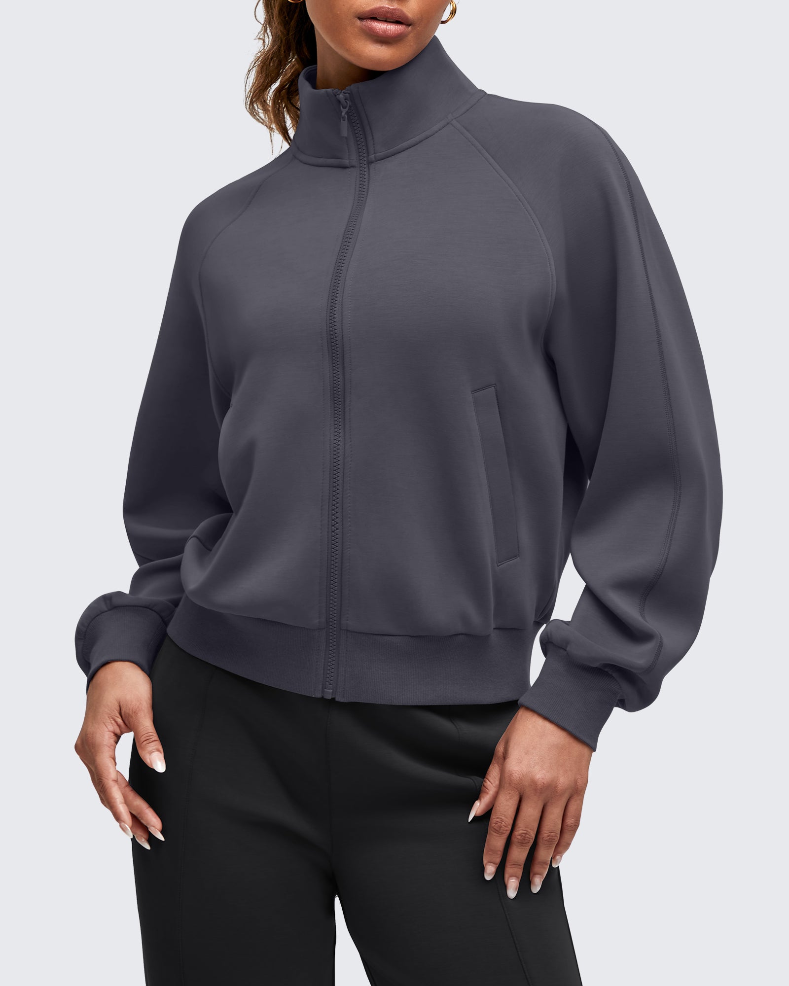 G4Free - Smoofit Mock Neck Zip Up Pockets Jackets -GF25M528EA-S