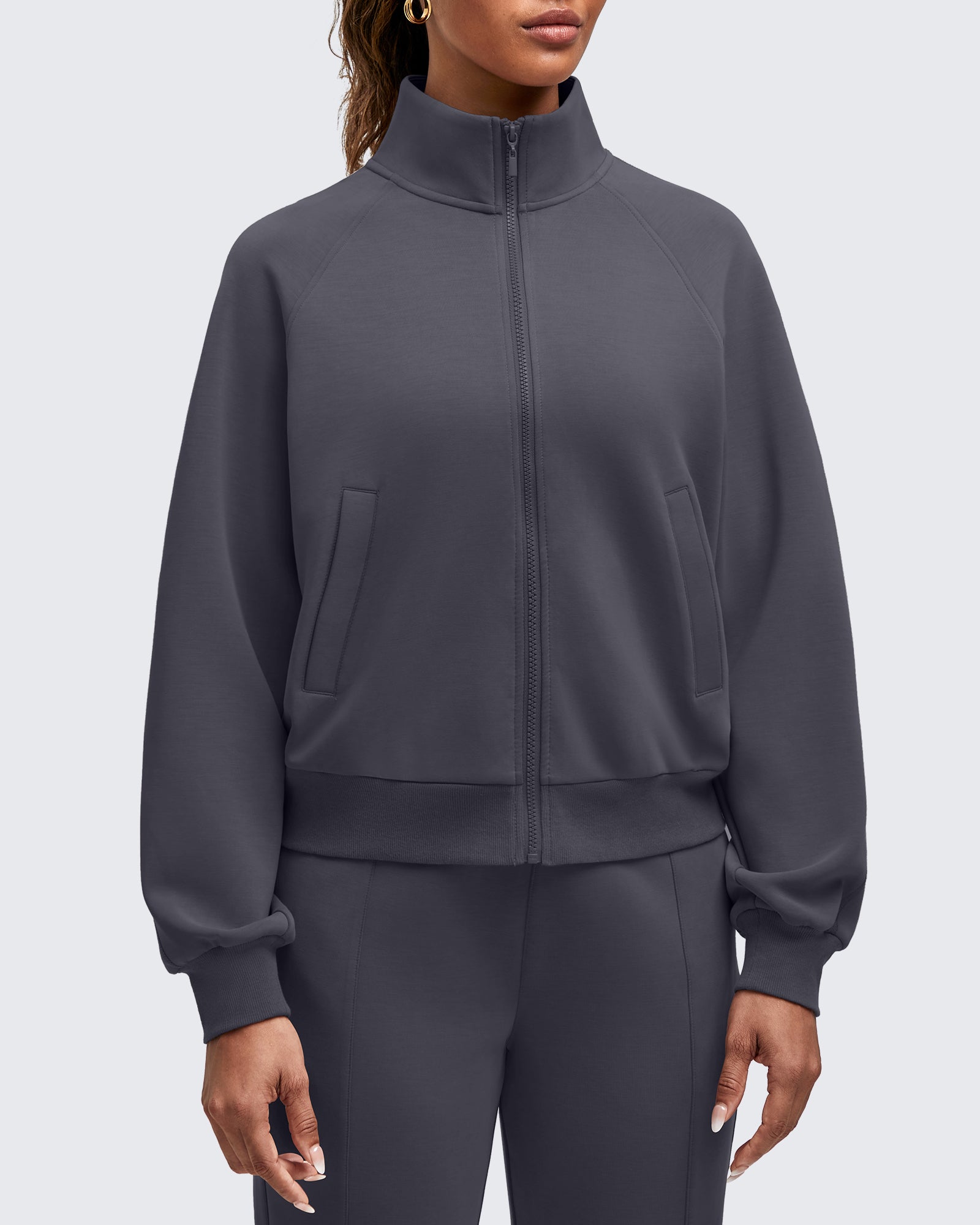 G4Free - Smoofit Mock Neck Zip Up Pockets Jackets -GF25M528EA-S