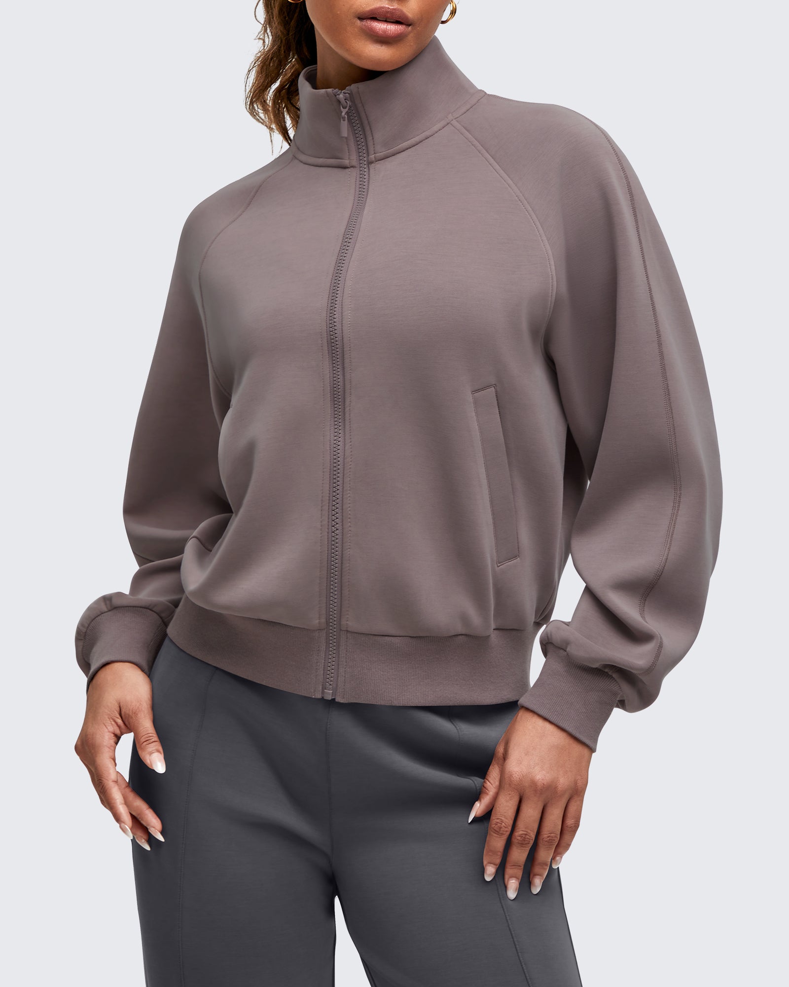 G4Free - Smoofit Mock Neck Zip Up Pockets Jackets -GF25M528FA-S