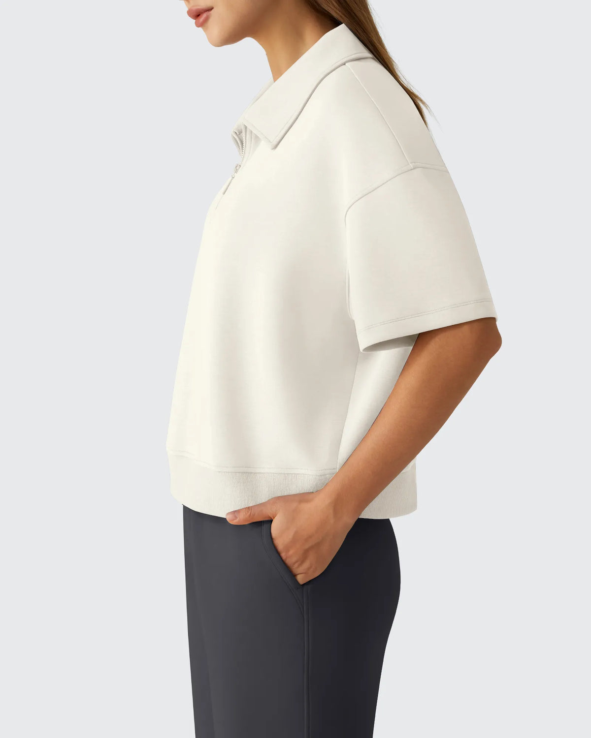 G4Free - Smoofit Modal Soft Zip Up Polo Shirts Short Sleeve -GF25K518CF-XS
