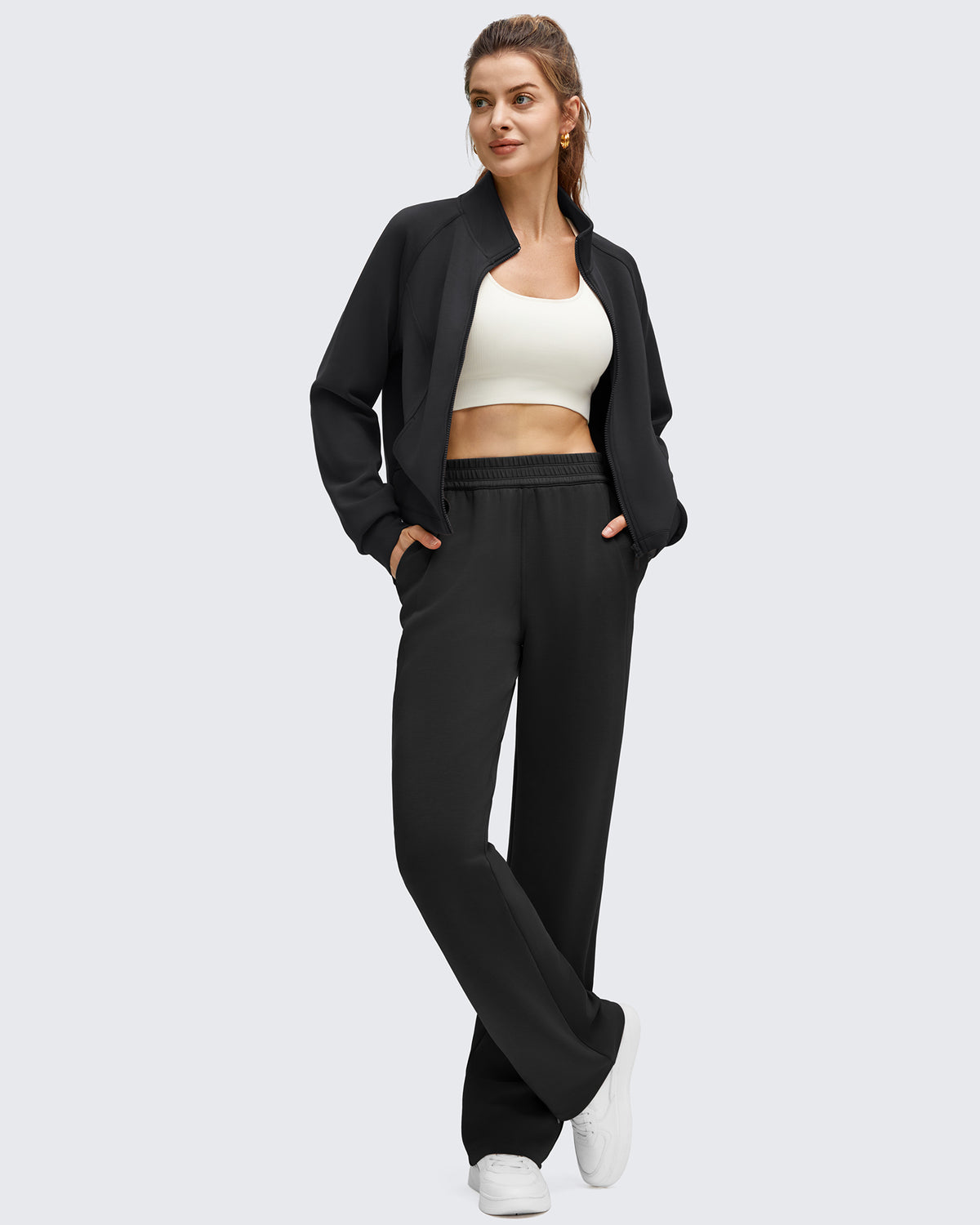 G4Free - Smoofit Modal Zip Up Mock Neck Pockets Sweatshirts -GF25M551AF-XS