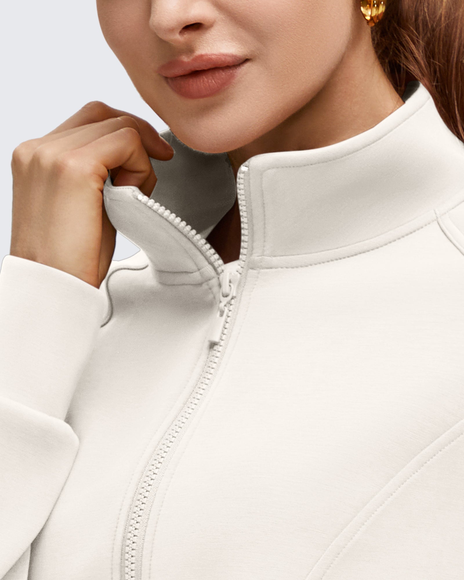 G4Free - Smoofit Modal Zip Up Mock Neck Pockets Sweatshirts -GF25M551AF-XS