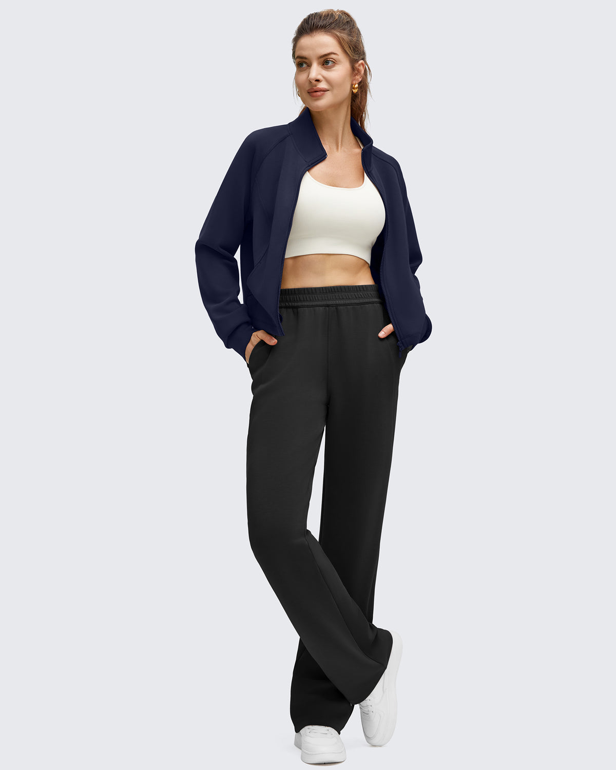 G4Free - Smoofit Modal Zip Up Mock Neck Pockets Sweatshirts -GF25M551AF-XS
