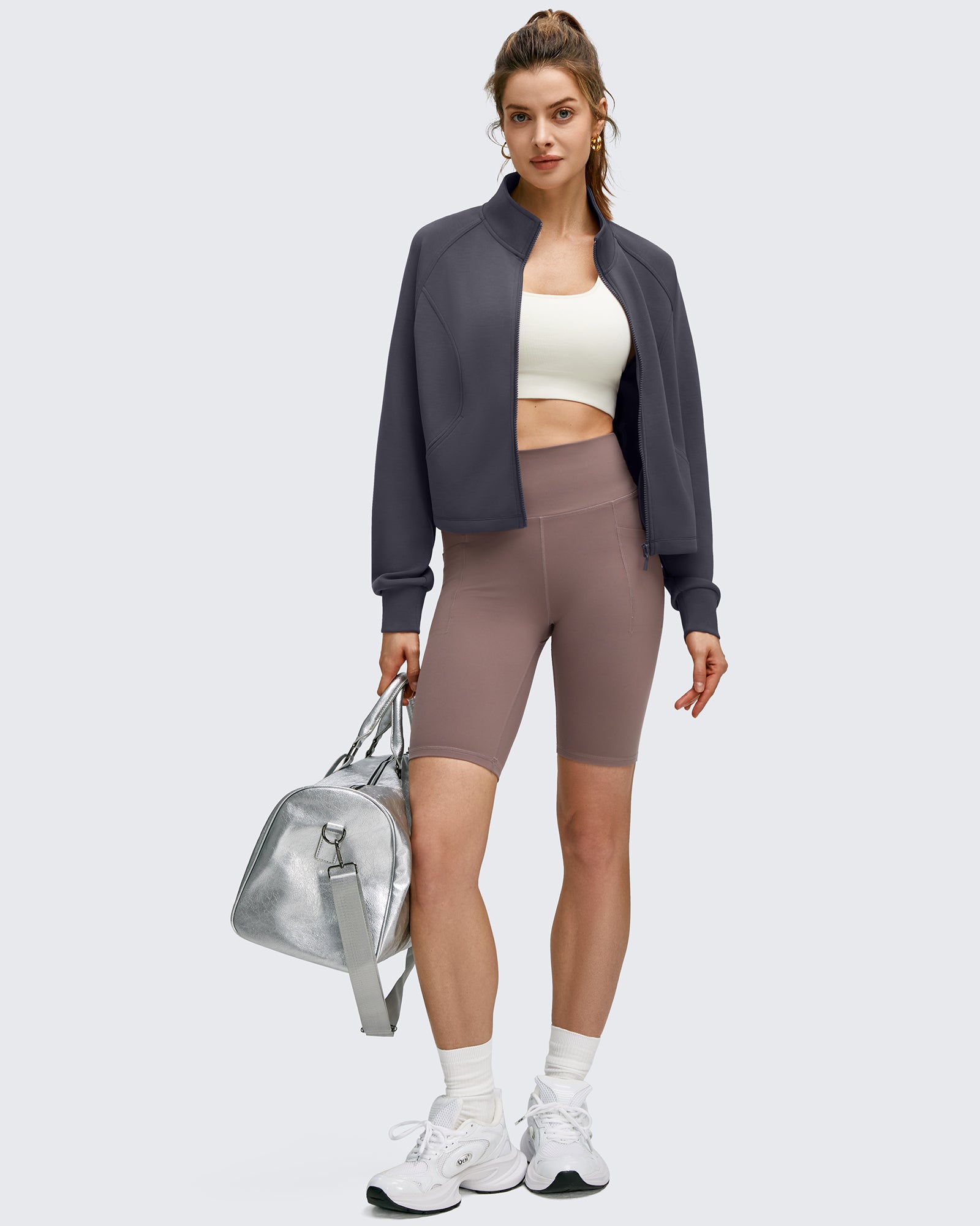 G4Free - Smoofit Modal Zip Up Mock Neck Pockets Sweatshirts -GF25M551AF-XS
