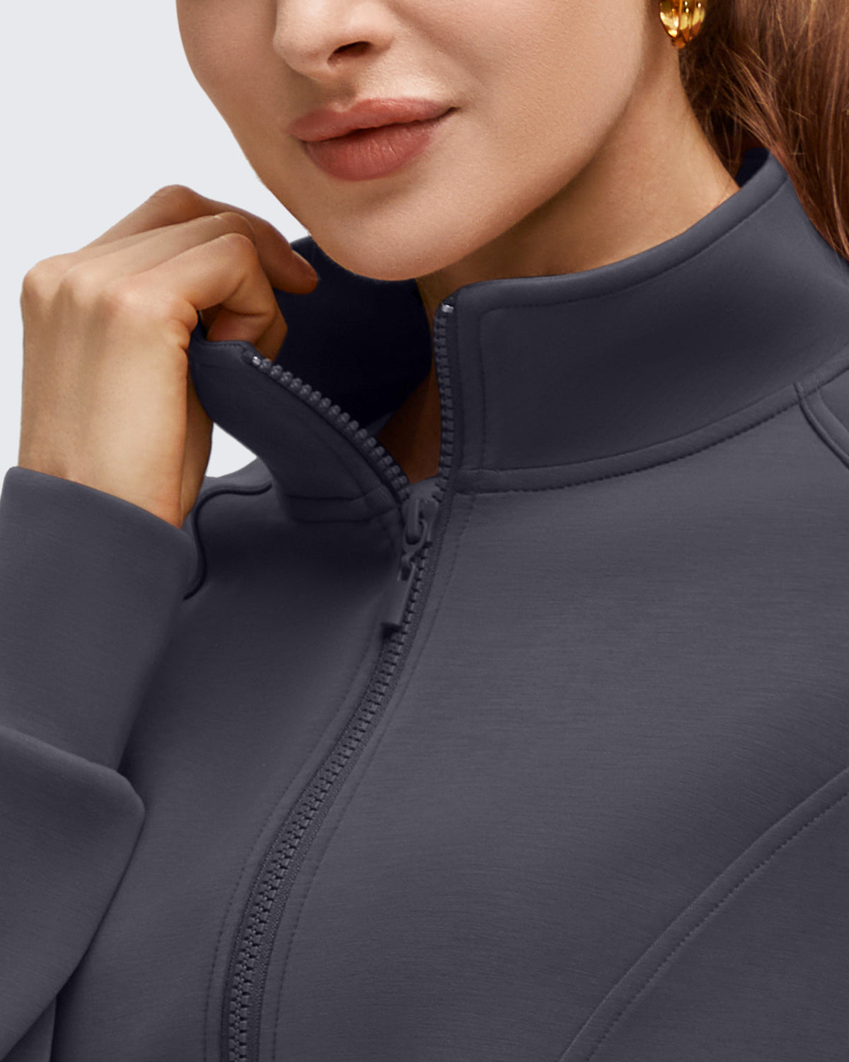 G4Free - Smoofit Modal Zip Up Mock Neck Pockets Sweatshirts -GF25M551AF-XS