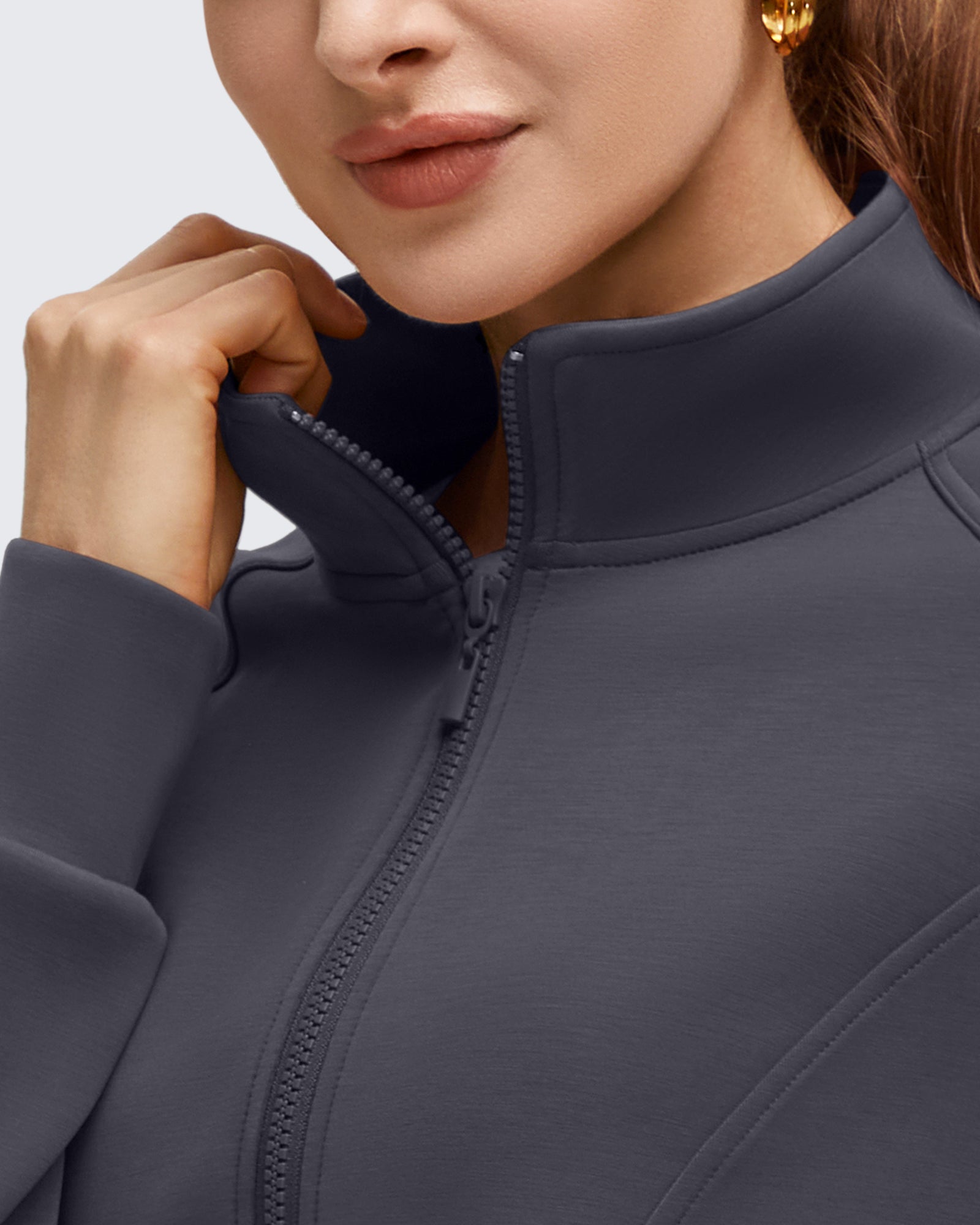 G4Free - Smoofit Modal Zip Up Mock Neck Pockets Sweatshirts -GF25M551AF-XS