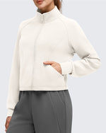 G4Free - Smoofit Modal Zip Up Mock Neck Pockets Sweatshirts -GF25M551BF-XS