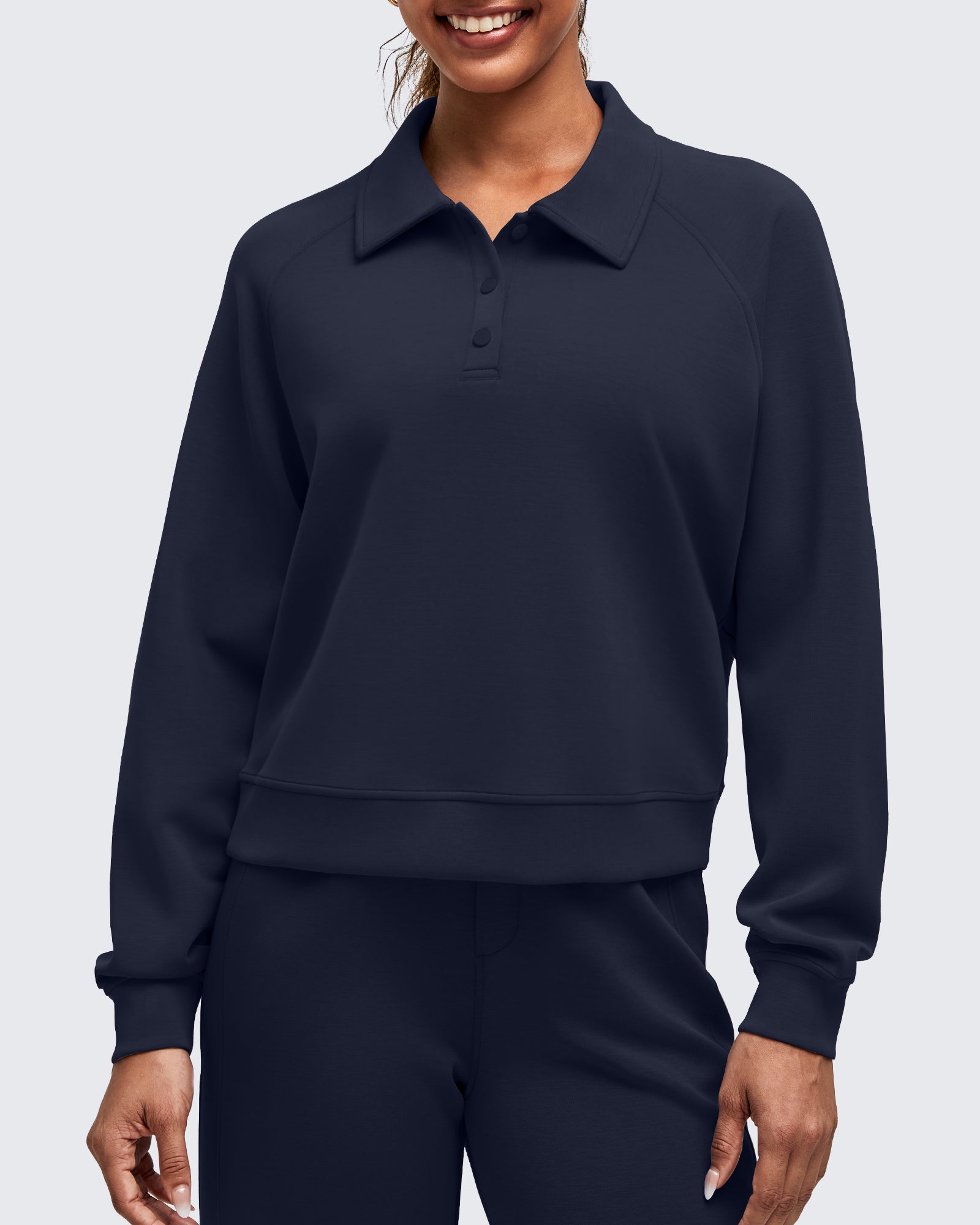 G4Free - Smoofit Polo Pullover Button Up Sweatshirts -GF25F540CF-XS
