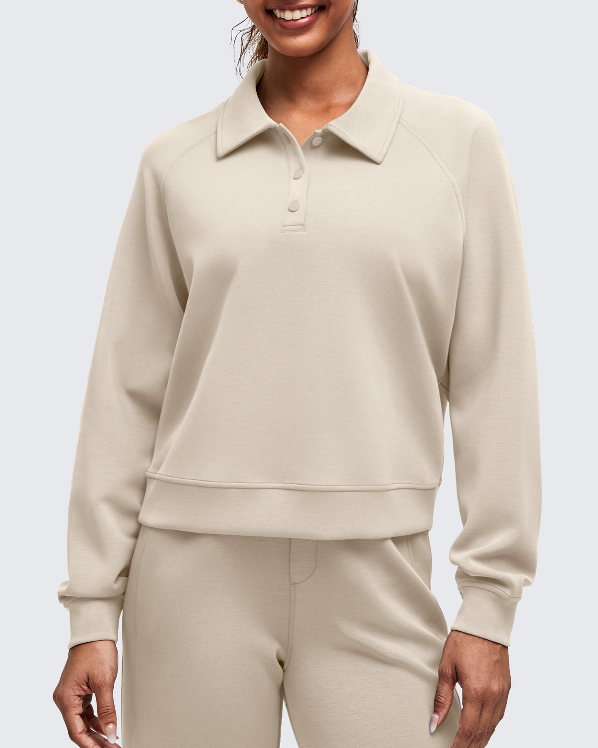 G4Free - Smoofit Polo Pullover Button Up Sweatshirts -GF25F540DF-XS