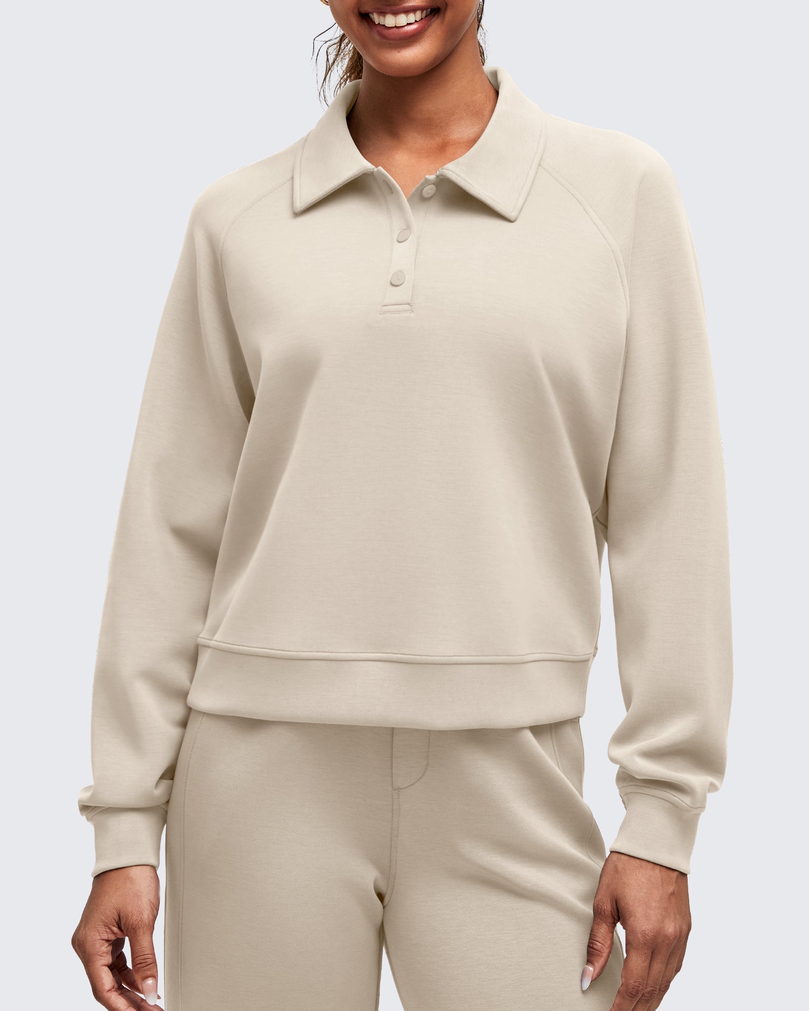 G4Free - Smoofit Polo Pullover Button Up Sweatshirts -GF25F540DF-XS